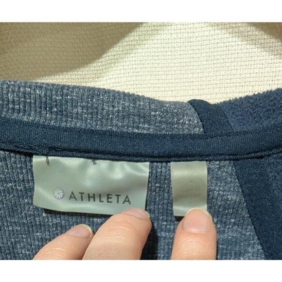 Athleta Women's CYA Strength Hoodie 2 Sz Large Navy Heather Space Dye #721862 - Picture 9 of 9